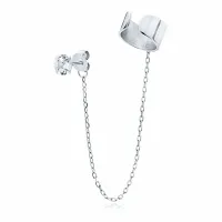 KLASYCZNA NAUSZNICA NA MAŁŻOWINĘ EAR CUFF Z ŁAŃCUSZKIEM RODOWANE SREBRO