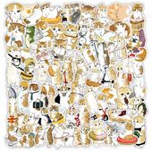 NAKLEJKI WLEPKI WODOODPORNE MIX KOTY 50 SZT