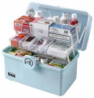 ORGANIZER POJEMNIK NA LEKI KASETKA APTECZKA DWUPOZIOMOWA Z BLOKADĄ DUŻA XXL