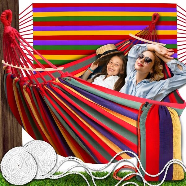 HAMAK OGRODOWY 2 OSOBOWY HUŚTAWKA XXL MOCNY WZMOCNIONY PAŁĄK DUŻY + TORBA zdjęcie 1