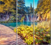 90CM 80 OBRAZ 3 ELEM JEZIORO PLITVICE JESIENIĄ ŚCIENNY