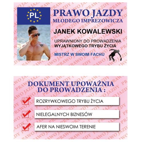 Prawo jazdy Młodego imprezowicza - oryginalny prezent na Arena.pl