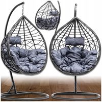 Kosz KOKON Fotel Wiszący Ogrodowy HUŚTAWKA Jakosc PREMIUM GRUBY XXL CZARNY