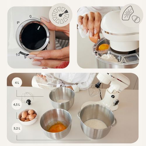 ROBOT KUCHENNY 3xMISY 13,7 L Wielofunkcyjny PLANETARNY BEŻ ECRU 18w1 na Arena.pl