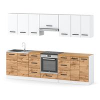 Meble Kuchenne Kuchnia Drewniana Roma 2.8m Nowoczesna Biały Mat Dąb Wotan