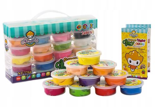 MAGICZNA plastelina masa plastyczna PIANKOLINA CLAYDOLL 24 sztuki + Nożyki na Arena.pl