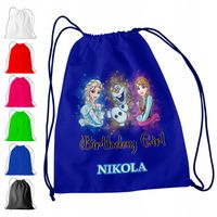 WOREK PLECAK SPORTOWY NA WF DLA DZIECI - KRAINA LODU + IMIĘ! FROZEN ELSA