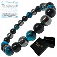 Bransoletka Czarny Obsydian Niebieskie Tygrysie Oko Hematyt Ochronna