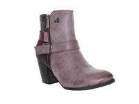 Soccx Botki damskie - klamra, słupek 5cm - rozmiar 38 - fioletowa eko skóra