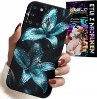 ETUI DO SAMSUNG GALAXY A31 - TURKUSOWE LILIE KWIATY OBUDOWA + SZKŁO