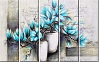 70CM 150CM OBRAZ 5 ELEM MAGNOLIE NIEBIESKICH KOLORACH ŚCIENNY
