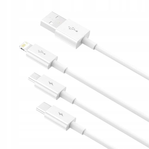 BASEUS SZYBKI KABEL USB / microUSB / USB C / Lightning 3,5A biały na Arena.pl