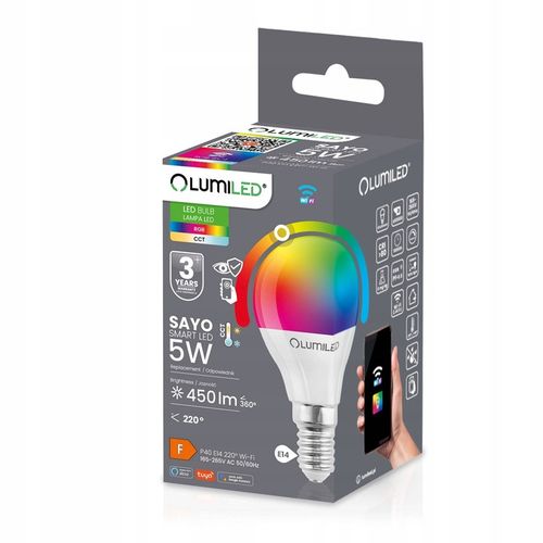 Żarówka LED E14 P40 5W=40W TUYA RGB CCT Ściemnialna Inteligentna WiFi na Arena.pl