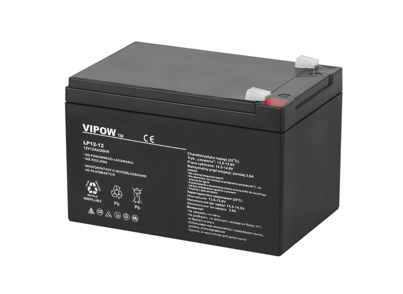 BAT0216 Akumulator żelowy VIPOW 12V 12Ah zdjęcie 1