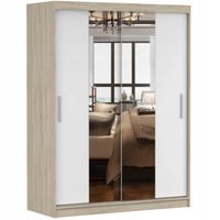 Szafa przesuwna VISTA 01 150x61 SONOMA/BIAŁY+LUSTRO półki PRODUCENT
