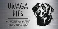 Tabliczka laminat 20x10 cm UWAGA PIES Labrador Z GRAWEREM