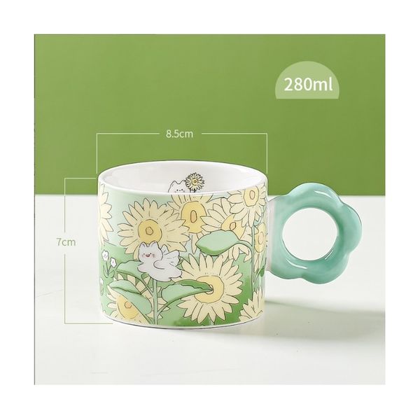 Kwiatowy Kubek Z Łyżeczką 280 Ml + Pudełko Na Prezent Kb01Zie zdjęcie 7