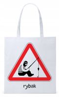 Dla Wędkarza Rybaka Torba Eco Biała Shopper Z Nadrukiem Ze Zdjęciem