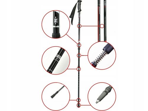 6W1 HQ Kijki Nordic Walking Aluminiowe Kije Trekkingowe Uchwyt Korek na Arena.pl