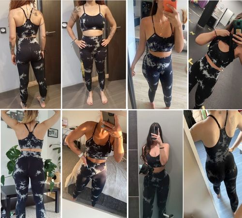 LEGGINSY SPORTOWE CZARNE DAMSKIE PUSH UP KOMPLET Stanik i Leginsy Top GYM L na Arena.pl