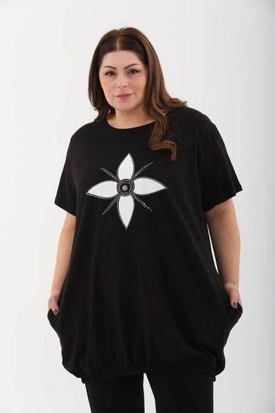 SERAJ czarna tunika sukienka bombka Plus size UNI do 50/52 bawełna zdjęcie 1