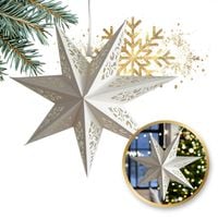 duża gwiazda papierowa świąteczna ażurowa biała 35 cm witraż 3d wg02