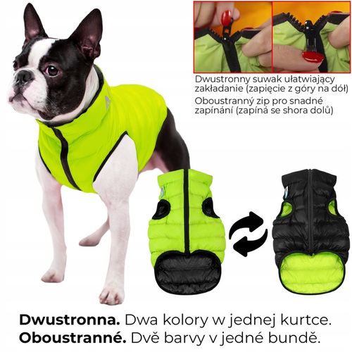 Dwustronna kurtka dla psa zielona-czarna, r. S40 na Arena.pl