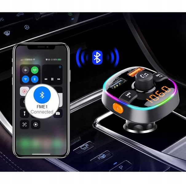 Transmiter FM Bluetooth głośnomówiący 2xUSB QC3.0 zdjęcie 6