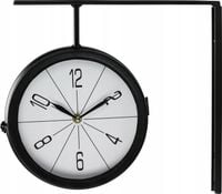 Dwustronny zegar na wsporniku DWORCOWY RETRO czarny dekoracyjny 20 cm metal