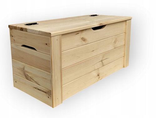 Skrzynia Kufer drewniany XL 80x37x40 ławka pojemnik ze schowkiem na Arena.pl