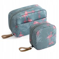 Kosmetyczka damska: zestaw dwie podróżne miękkie uchwyt, eko- skóra