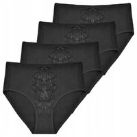 4-PAK Majtki Damskie Bawełniane FiGi GŁADKIE WYSOKI STAN Czarne