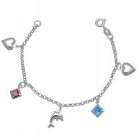 Bransoletka dziecięca srebrna rolo 15cm serce delfin 925 dzień dziecka KOMU