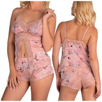 PIŻAMA DAMSKA RÓŻOWA SEKSOWNA KOSZULKA SZORTY L/XL