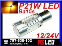 żarówka LED P21W ba15s 5 COB do kierunków USA przebija czerwony klosz