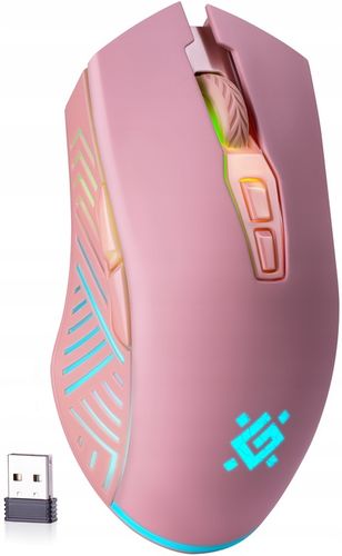 Myszka Bezprzewodowa Gamingowa Mysz Graczy Różowa Ciche Klikanie LED na Arena.pl
