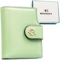 pionowy portfel damski ze skóry ekologicznej w zielonym kolorze, zamykany