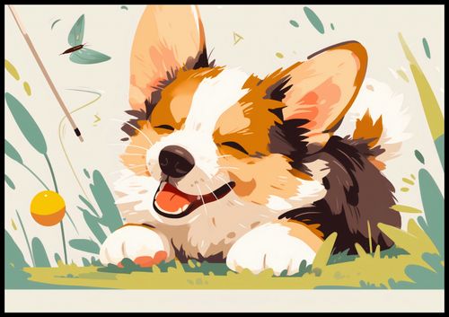 Plakat 100x70cm Beztroski Corgi na Arena.pl