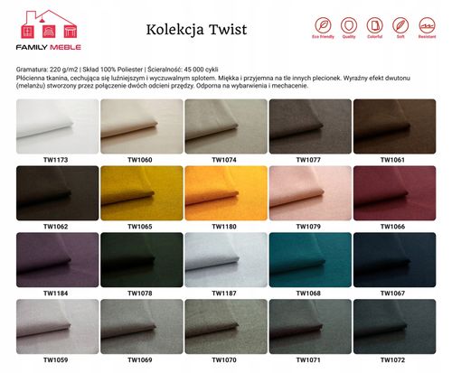 Zestaw wypoczynkowy mebli uszak Ari sofa fotele pufy Family Meble komplet na Arena.pl