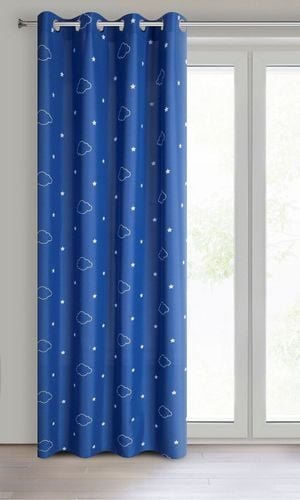 Zasłona nadruk chmur i gwiazdek na przelotkach NUBLES 140X250 granatowa na Arena.pl