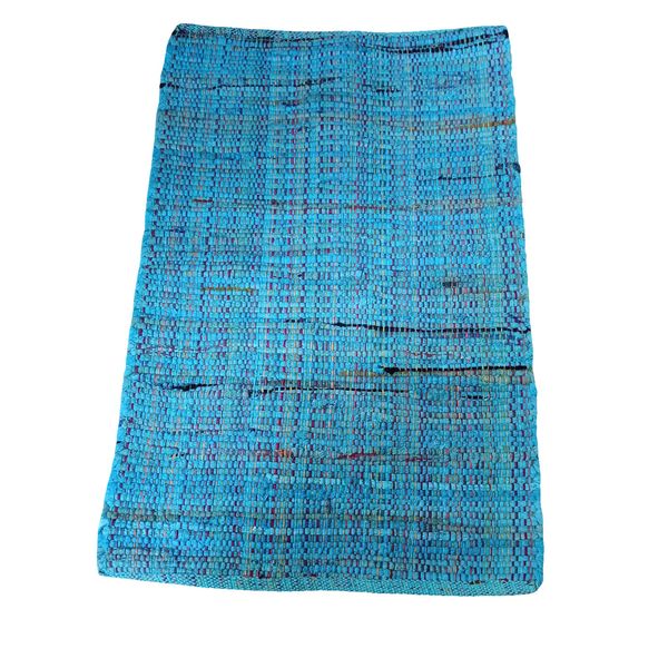 Dywan Juta Naturalna Ręcznie Tkany Prostokątny Niebieski 60x90 cm zdjęcie 1