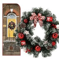 WIENIEC WIANEK STROIK ŚWIĄTECZNY 40cm czerwono biały NA DRZWI STÓŁ sztuczny