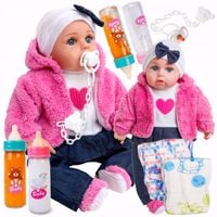DUŻA LALKA BOBAS 45 cm mówi śpiewa po PL + SMOCZEK + BUTELKI + PAMPERSY