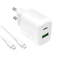 ładowarka sieciowa usb-a usb-c z kablem usb-c 25w 1.2m - biała