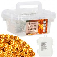 Lampki choinkowe 120 Led biały ciepły z programatorem na baterie