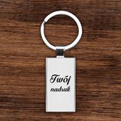 Dwustronny brelok do kluczy kwadratowy - z Twoim nadrukiem - srebrny