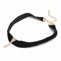 Naszyjnik Czarno-Złoty Choker Tasiemka N471