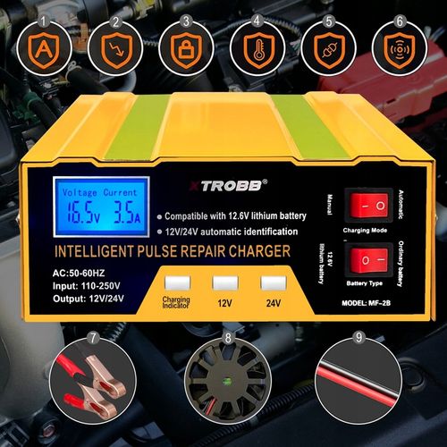 Prostownik SAMOCHODOWY AUTOMATYCZNY Z FUNKCJĄ NAPRAWY AKUMULATORÓW 12V 24V na Arena.pl