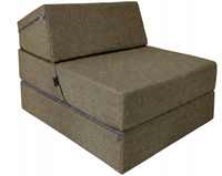 FOTEL KANAPA PUFA MATERAC rozkładany składany SOFA 80x190x15 Tkanina J.Brąz