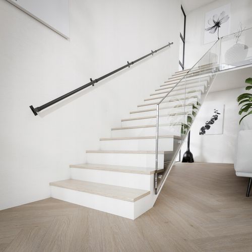 PORĘCZ SCHODOWA BALUSTRADA NA SCHODY UCHWYT CZARNY MAT fi 25mm 200 cm na Arena.pl